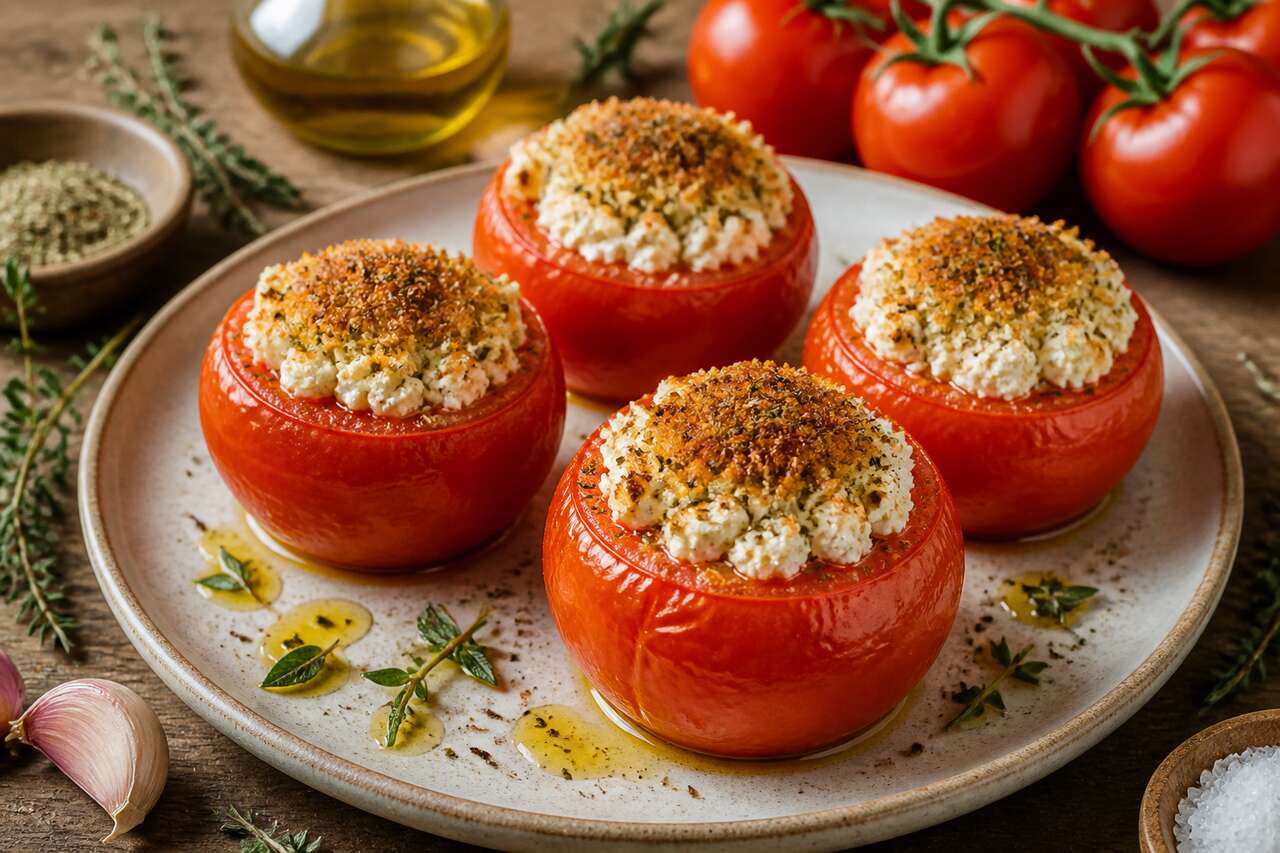 Recette de tomates farcies all&eacute;g&eacute;es au ch&egrave;vre