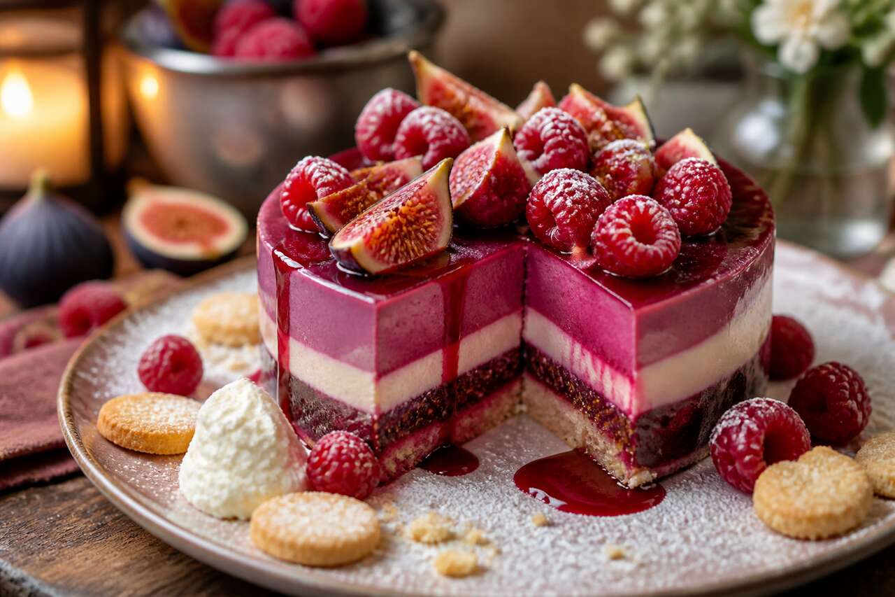 Recette d'entremets aux figues et framboises