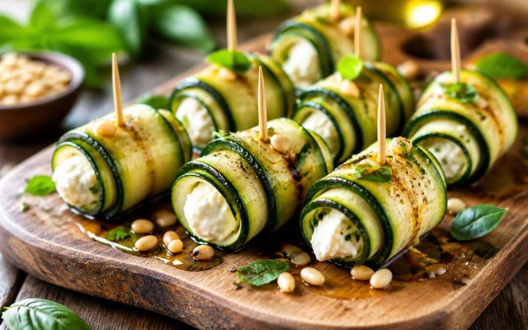 Recette facile de rouleaux de courgette à la burrata