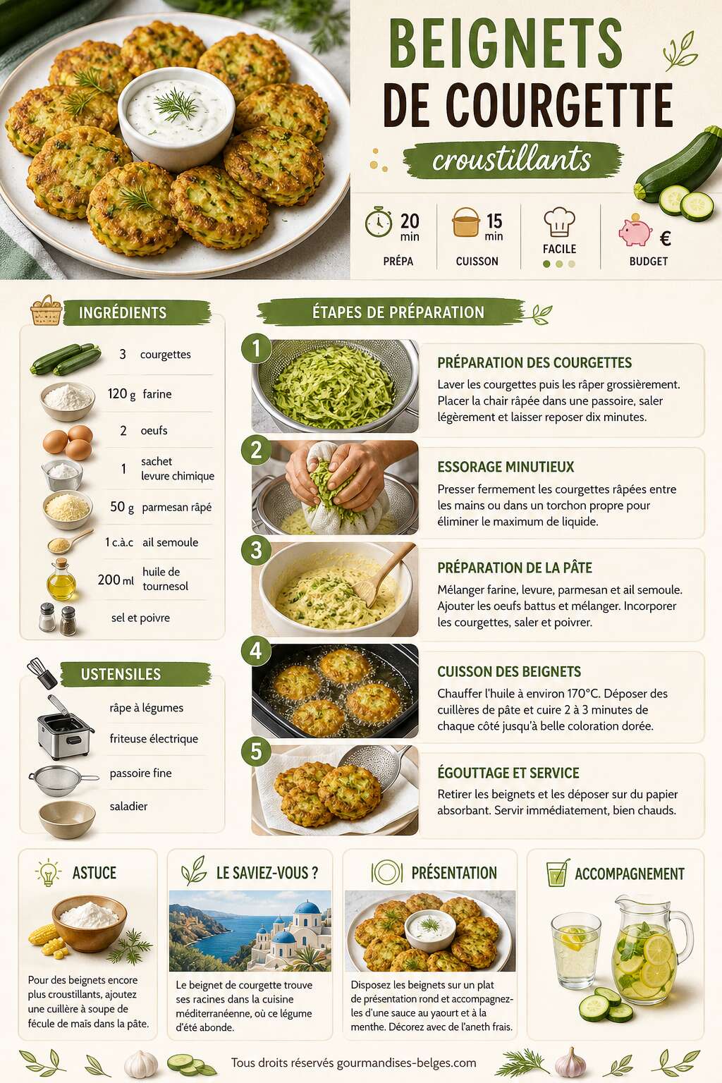 Fiche recette Recette facile de beignets de courgette croustillants