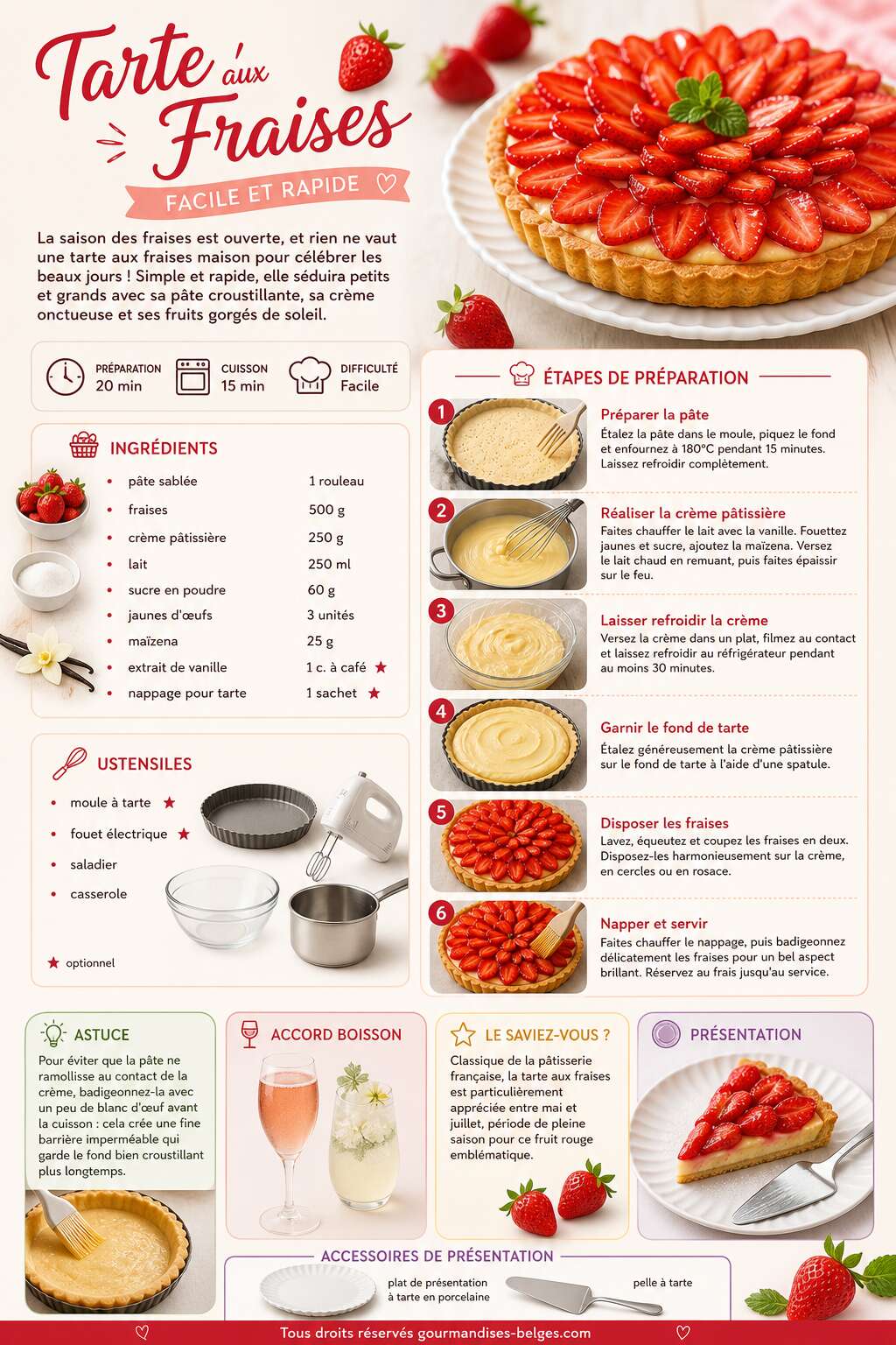 Fiche recette Recette de tarte aux fraises facile et rapide Fiche recette Recette de tarte aux fraises facile et rapide