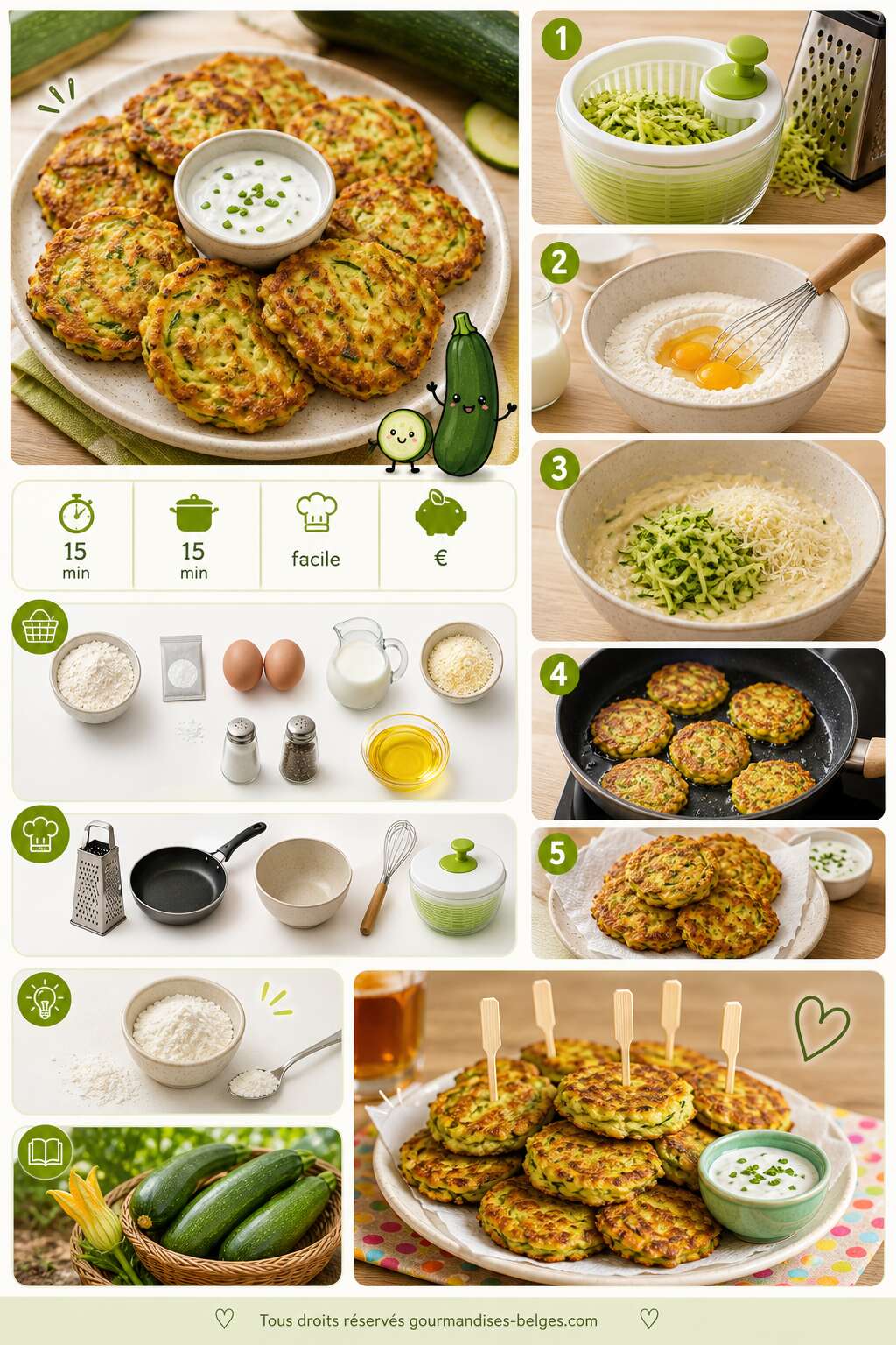 Fiche recette Recette facile de beignets de courgettes pour enfants Fiche recette Recette facile de beignets de courgettes pour enfants