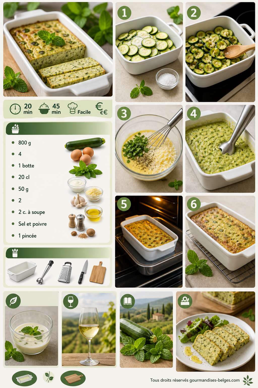 Fiche recette Recette de terrine de courgettes à la menthe : fraîche et facile à préparer Fiche recette Recette de terrine de courgettes à la menthe : fraîche et facile à préparer