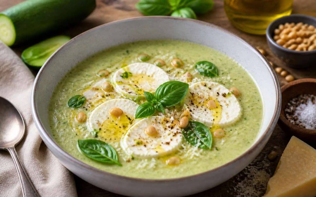 Recette du velouté de courgette à la mozzarella et au basilic