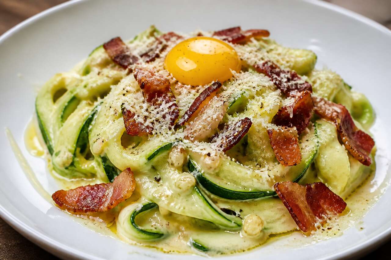 Tagliatelles de courgettes &agrave; la carbonara : la recette l&eacute;g&egrave;re et gourmande