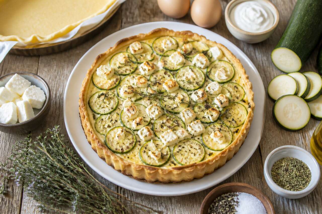 Tarte légère aux courgettes et au chèvre à l'airfryer : recette facile