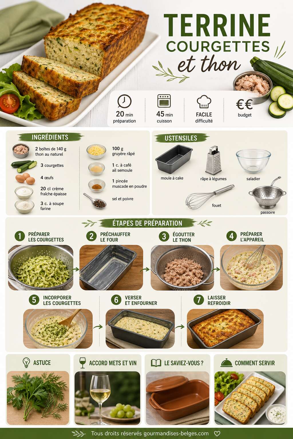 Fiche recette Recette facile de terrine courgettes et thon &agrave; ma fa&ccedil;on
