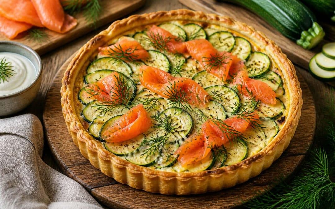 Recette facile de tarte salée aux courgettes et saumon fumé