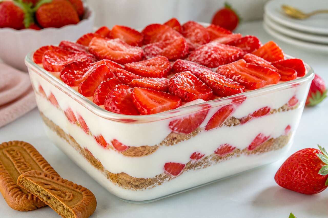 Recette du tiramisu léger aux fraises et spéculoos