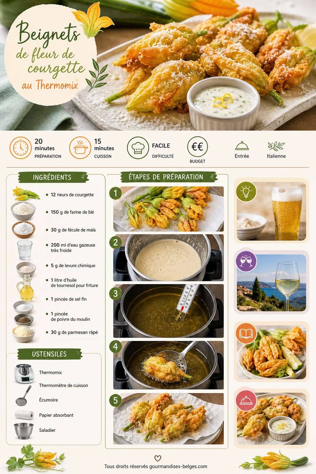 Fiche recette Recette de beignets de fleur de courgette au Thermomix