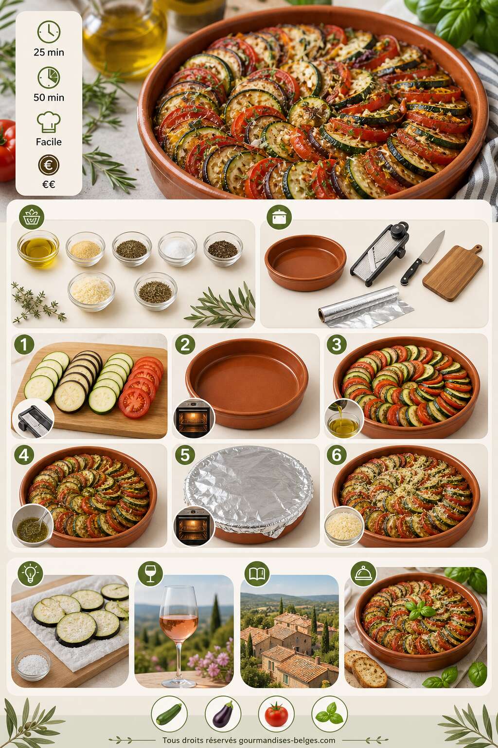 Fiche recette Recette du tian de courgettes, aubergines et tomates