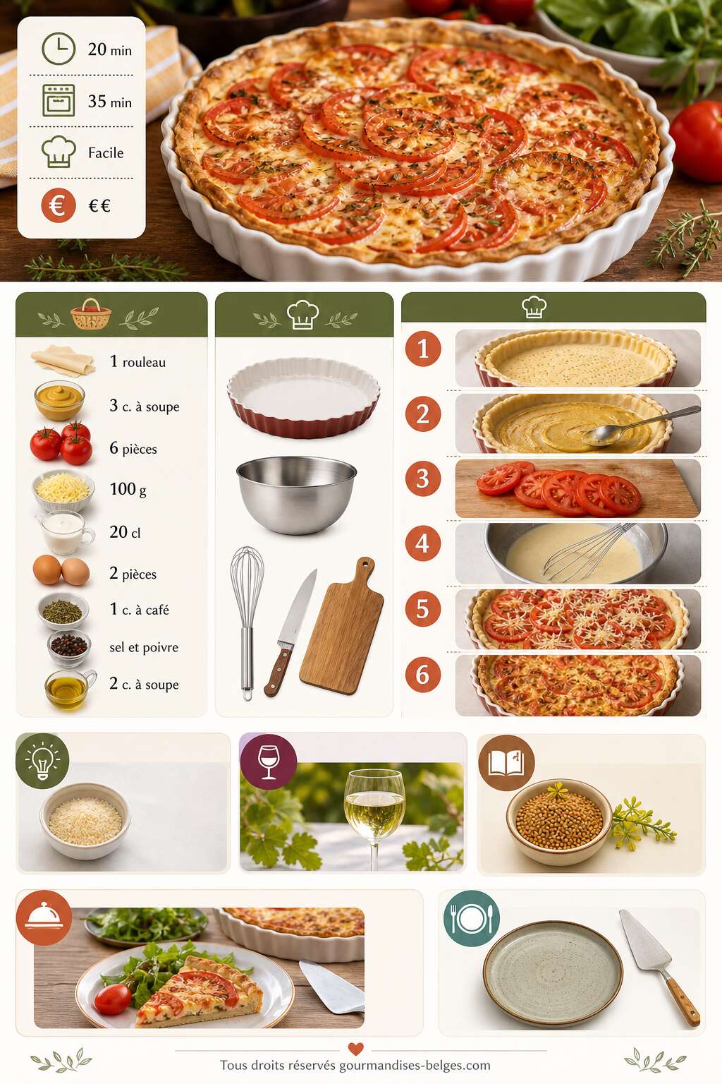 Fiche recette Recette facile de tarte &agrave; la tomate et &agrave; la moutarde