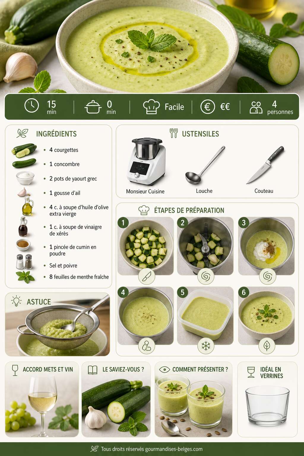 Fiche recette Recette du gaspacho de courgette au Monsieur Cuisine Fiche recette Recette du gaspacho de courgette au Monsieur Cuisine