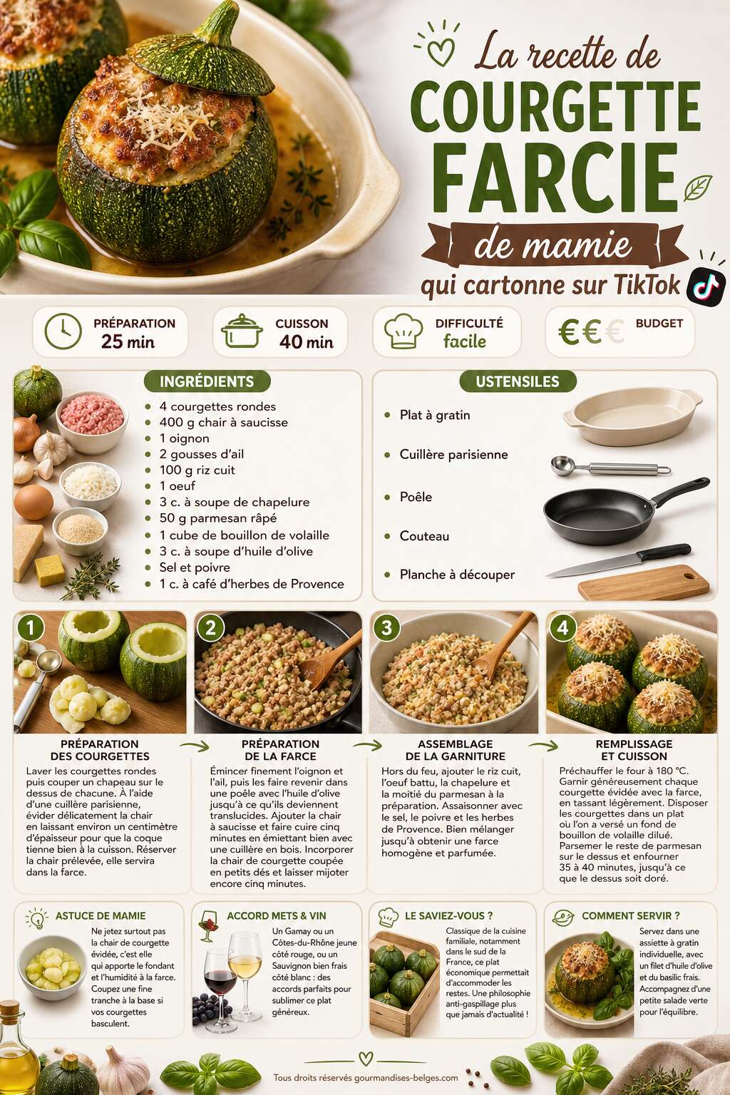 Fiche recette La recette de courgette farcie de mamie qui cartonne sur TikTok