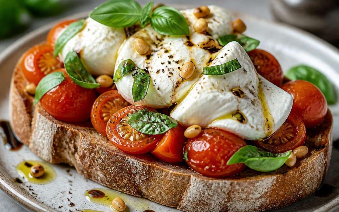 Recette de tartine gourmande aux tomates cerises et burrata