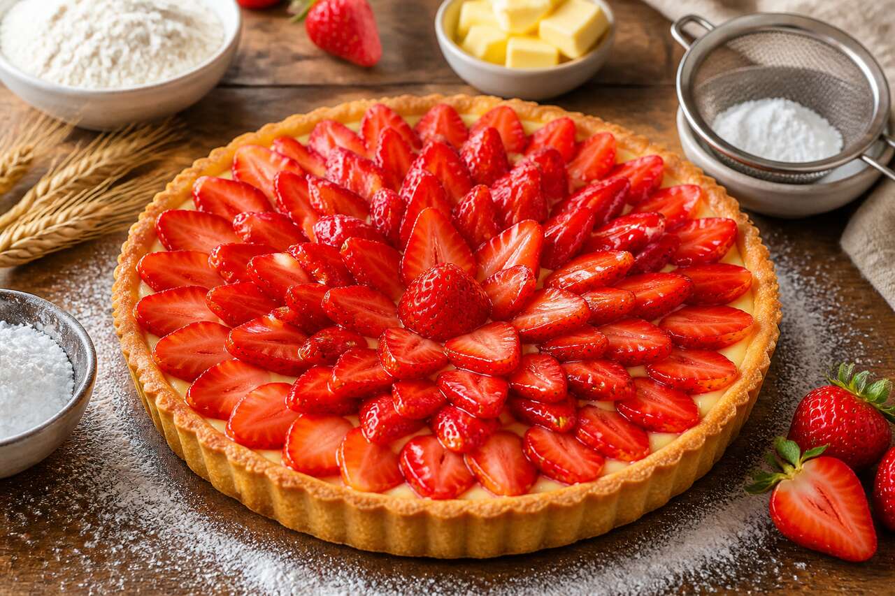 Recette de tarte aux fraises à la pâte brisée