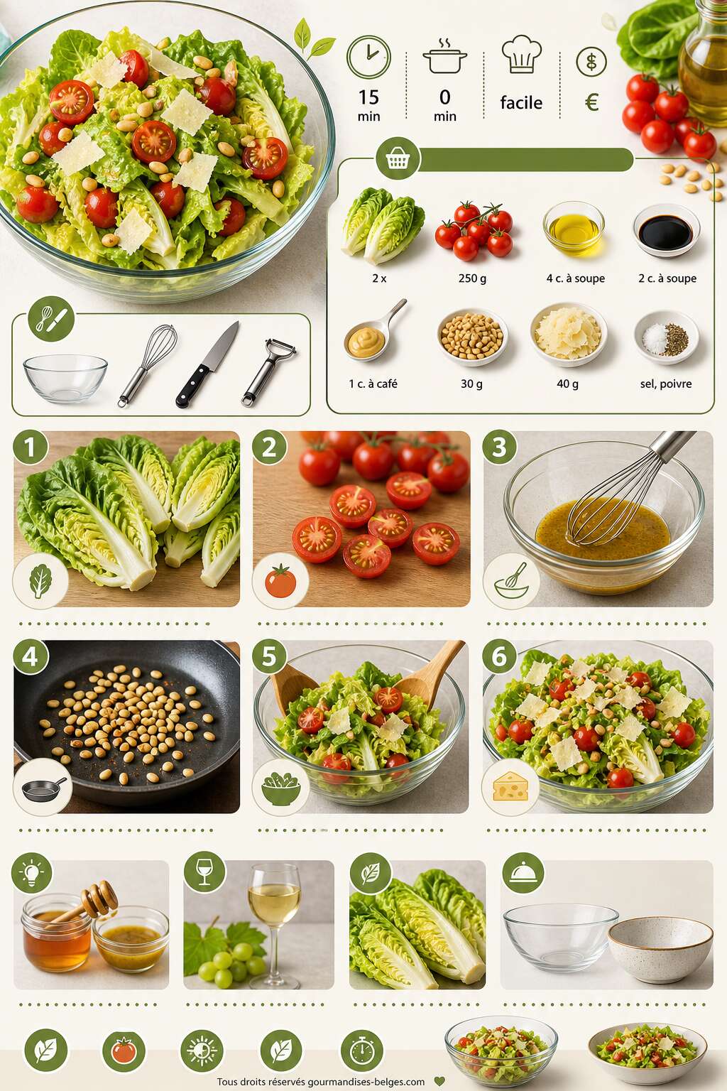 Fiche recette Recette facile de salade sucrine et tomates cerises