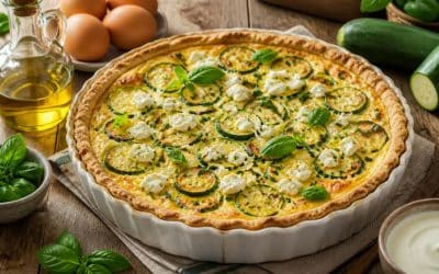 Recette de quiche courgette, feta et basilic de Carinne Teyssandier