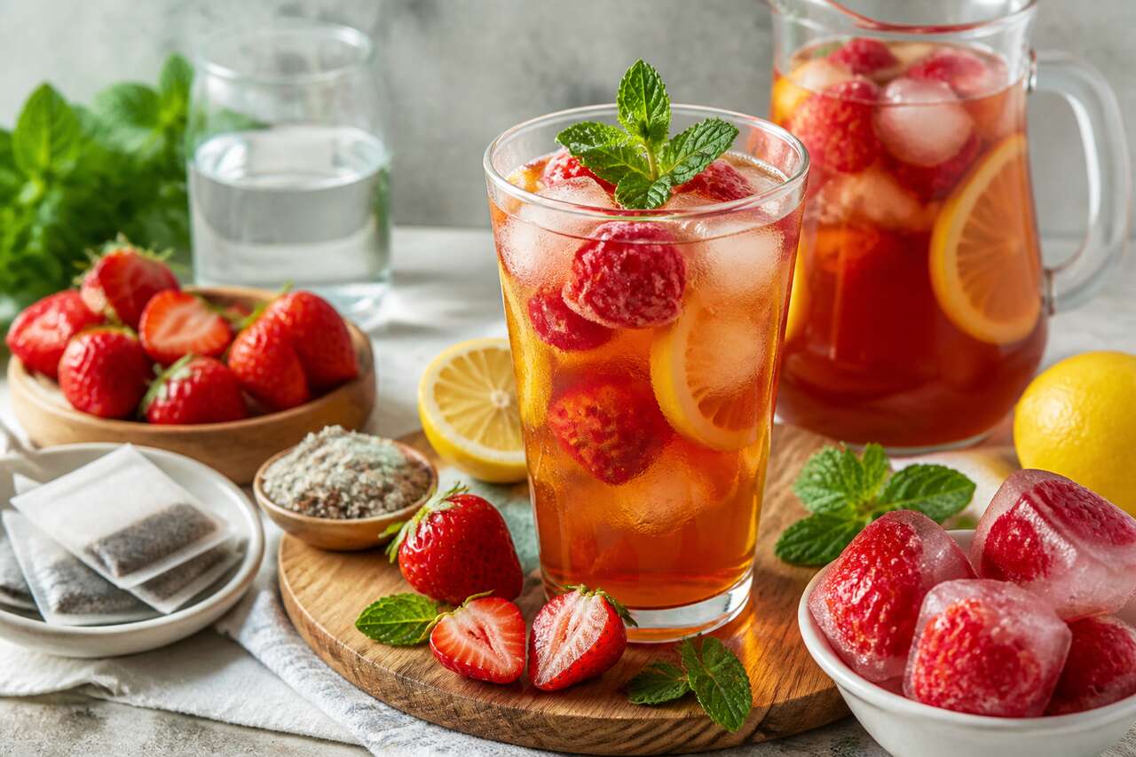 Recette de thé glacé aux fraises facile et rafraîchissant