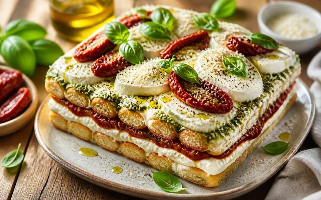 Recette du tiramisu salé aux tomates et mozzarella