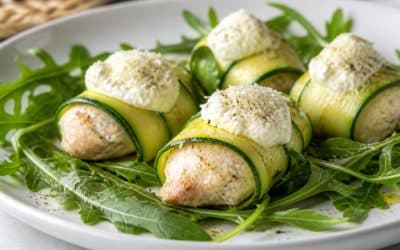 Roulé de courgettes au poulet, roquette et mousse légère au Grana Padano : la recette fraîche et gourmande