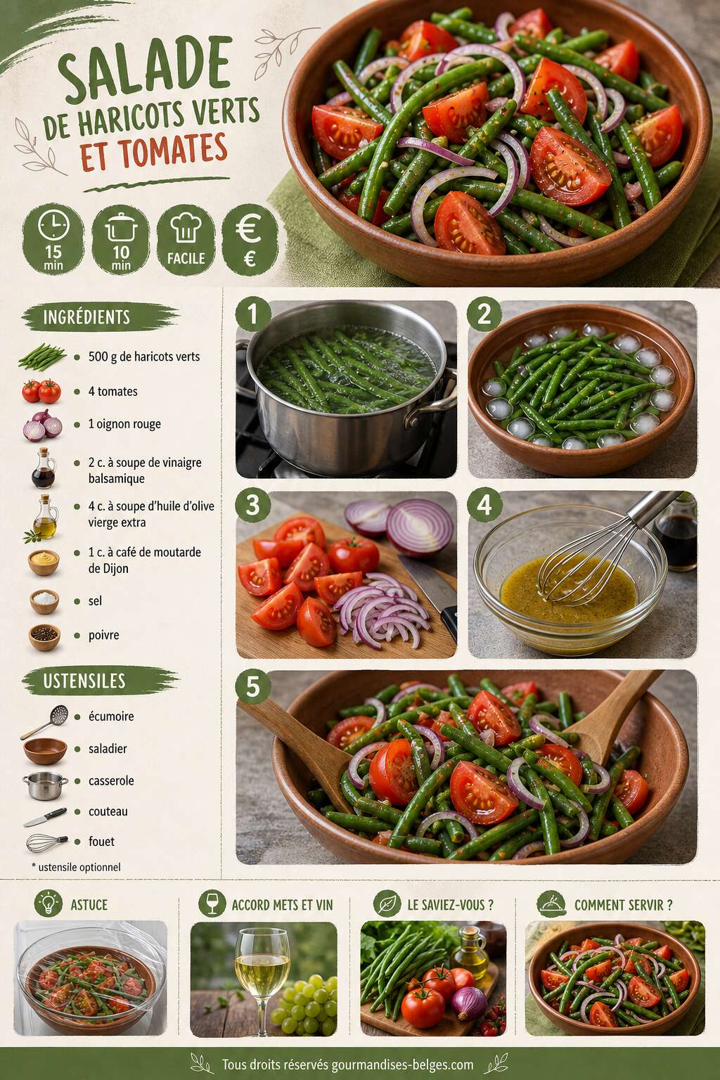 Fiche recette Recette facile de salade de haricots verts et tomates Fiche recette Recette facile de salade de haricots verts et tomates
