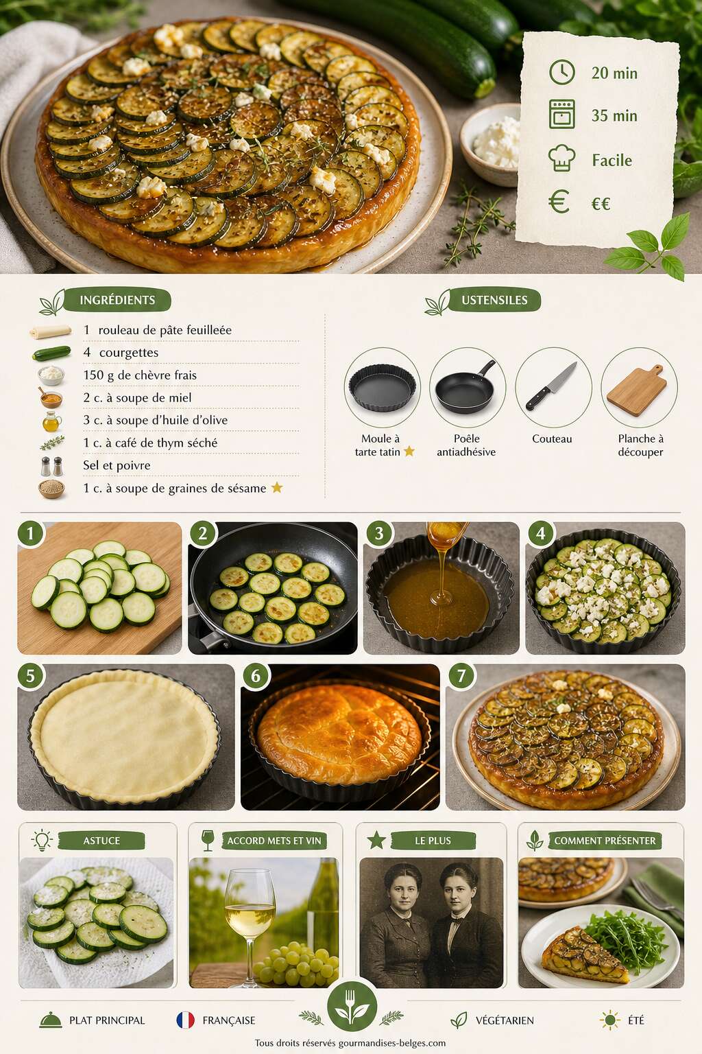 Fiche recette Recette de la tarte tatin de courgettes : simple et savoureuse Fiche recette Recette de la tarte tatin de courgettes : simple et savoureuse