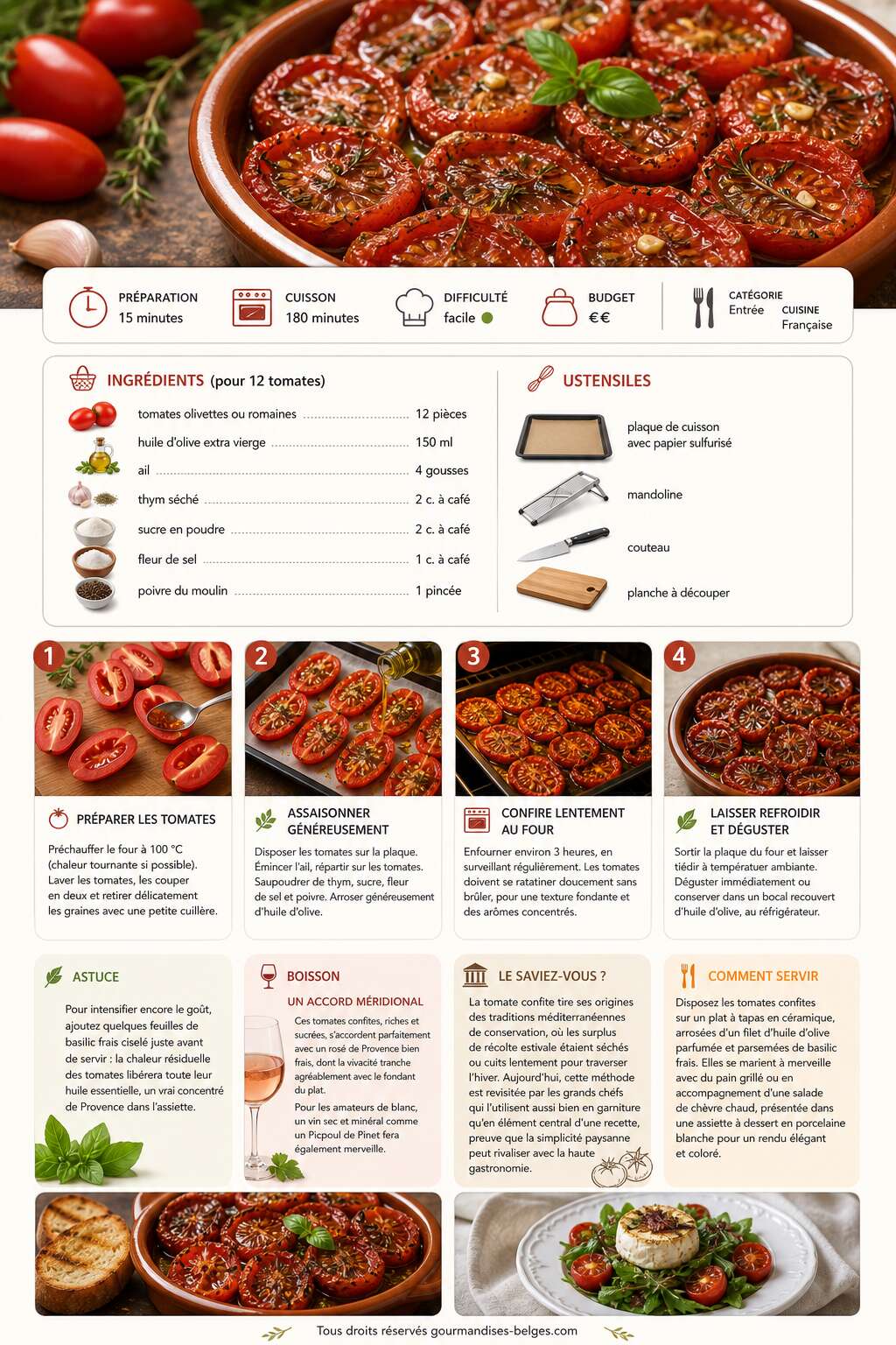 Fiche recette Recette de tomates confites maison facile et savoureuse Fiche recette Recette de tomates confites maison facile et savoureuse