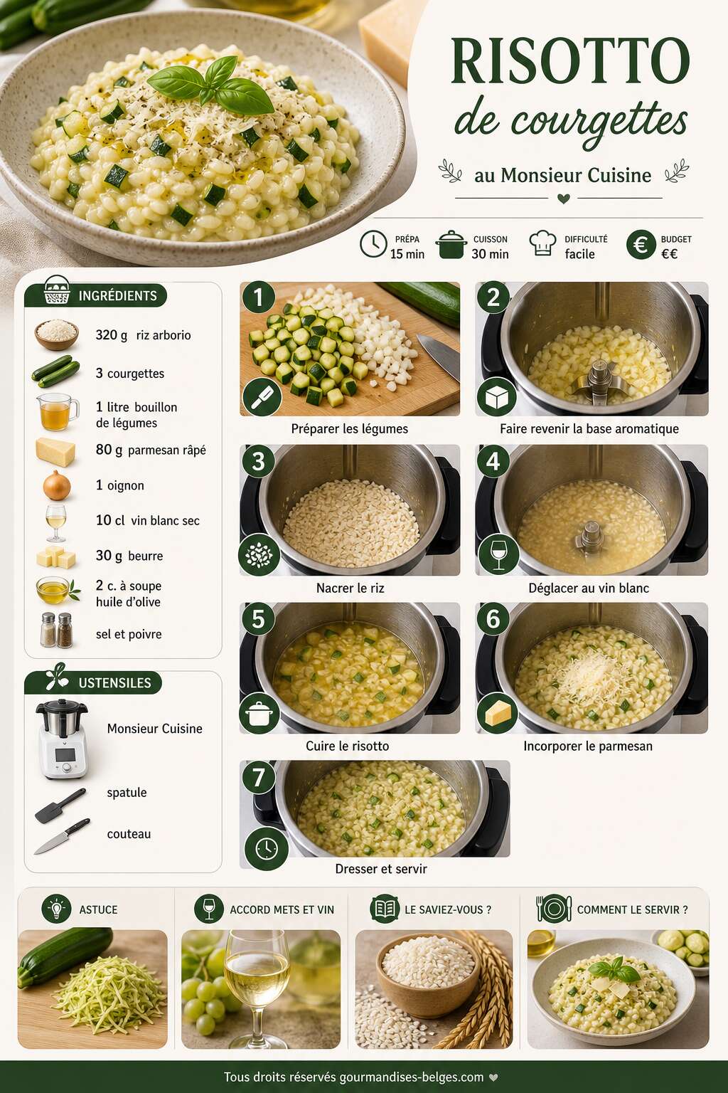 Fiche recette Recette du risotto de courgettes au Monsieur Cuisine Fiche recette Recette du risotto de courgettes au Monsieur Cuisine