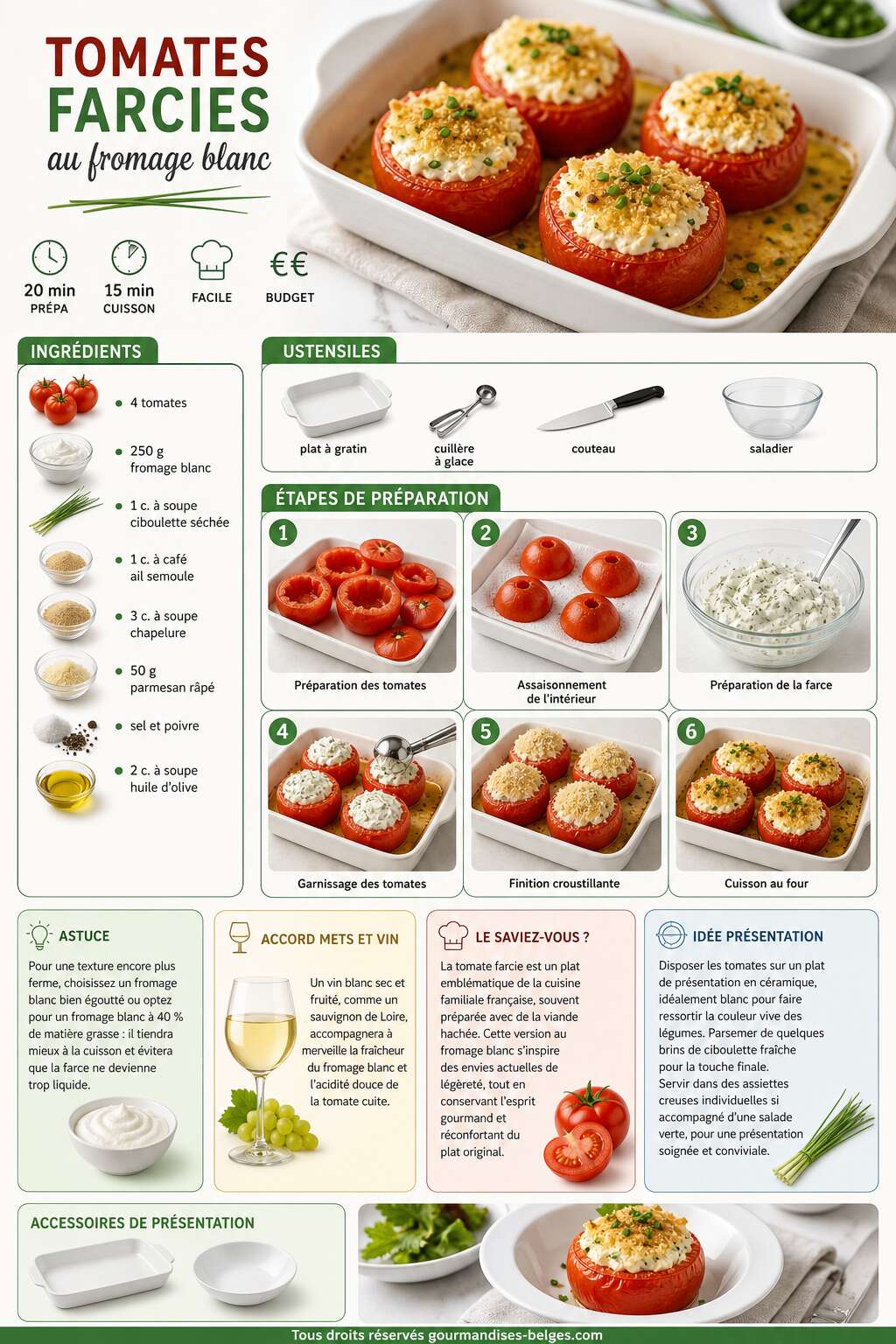 Fiche recette Recette facile de tomates farcies au fromage blanc Fiche recette Recette facile de tomates farcies au fromage blanc