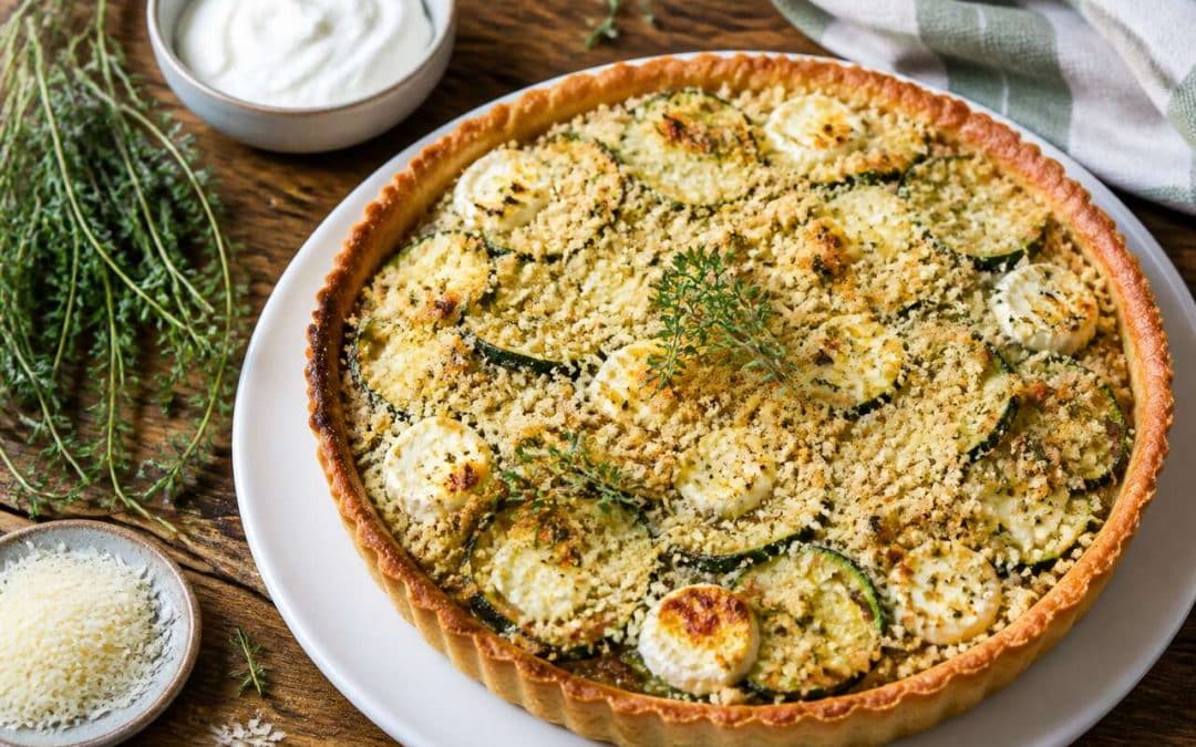 Recette de tarte crumble à la courgette et au chèvre
