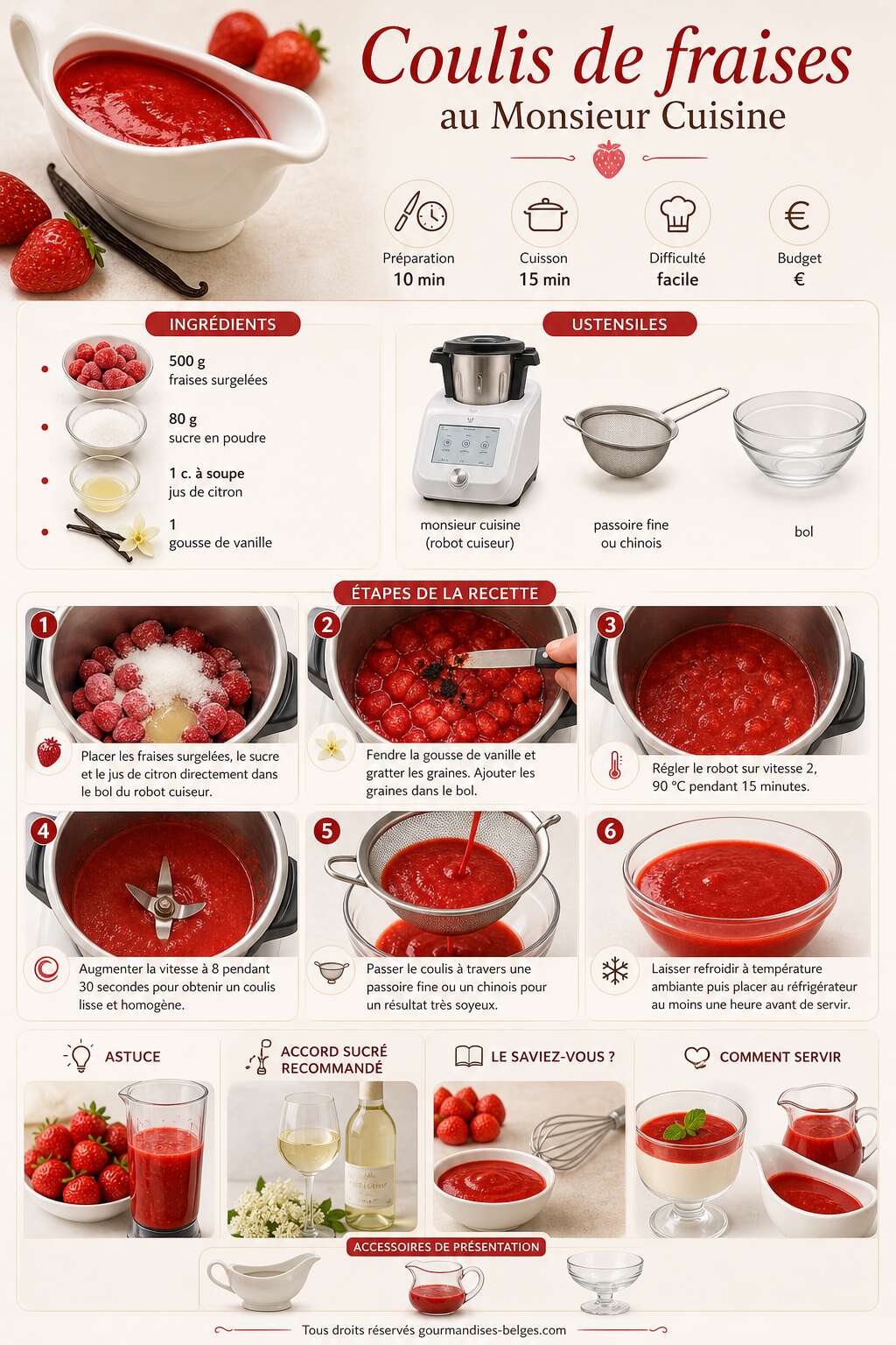 Fiche recette Recette facile de coulis de fraises au Monsieur Cuisine