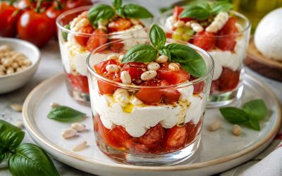 Recette de verrines de tomates à la crème de mozzarella