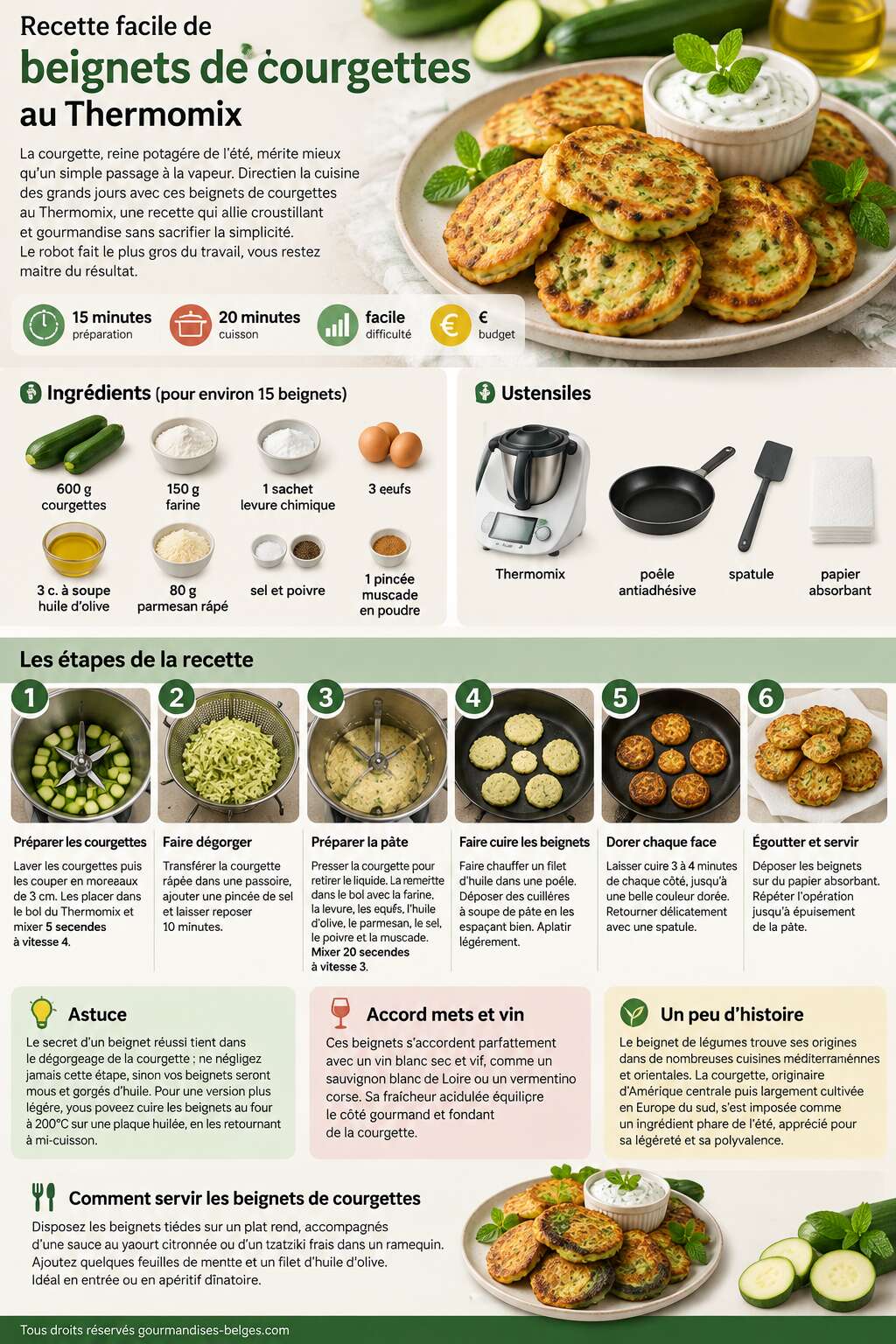 Fiche recette Recette facile de beignets de courgettes au Thermomix Fiche recette Recette facile de beignets de courgettes au Thermomix