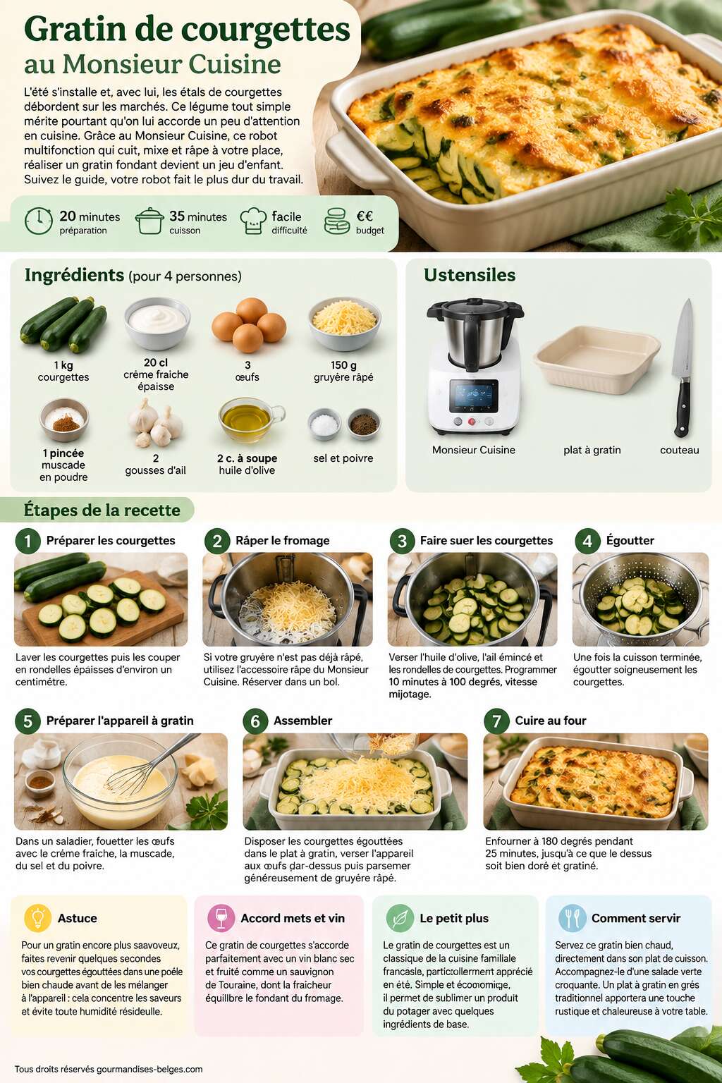 Fiche recette Recette du gratin de courgettes au Monsieur Cuisine Fiche recette Recette du gratin de courgettes au Monsieur Cuisine