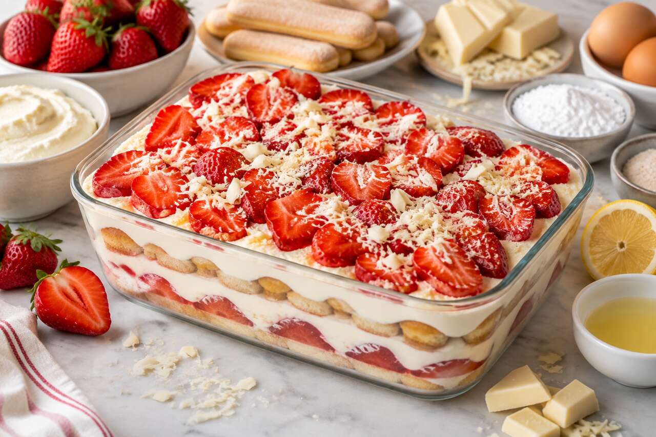 Tiramisu aux fraises et chocolat blanc fait maison : la recette gourmande