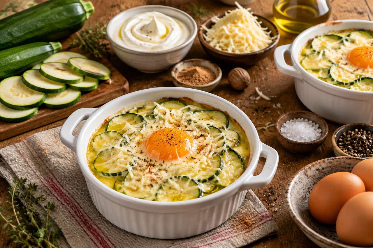 Recette facile d'œufs cocotte à la courgette
