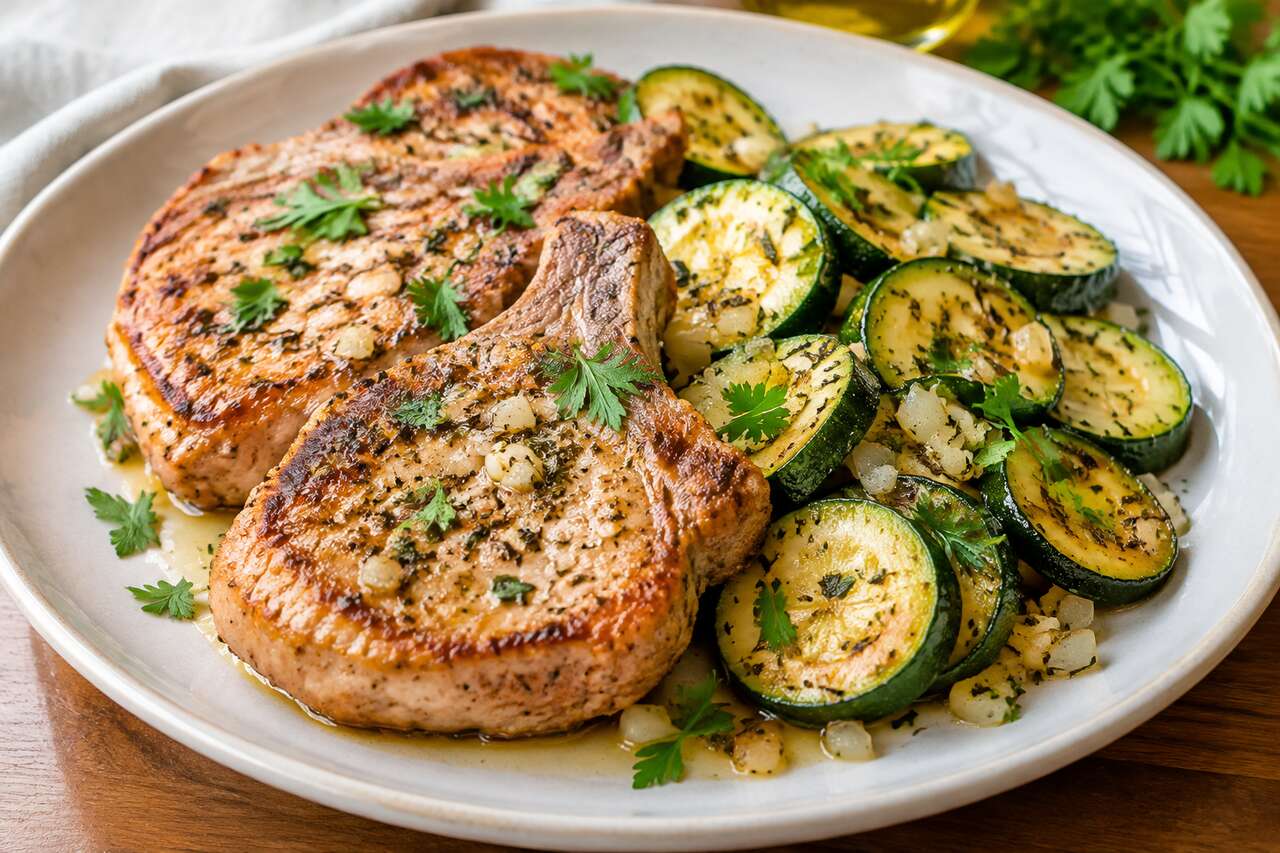 Recette facile de côtes de porc aux courgettes