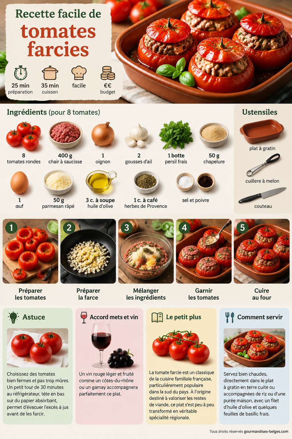 Fiche recette Recette facile de tomates farcies Fiche recette Recette facile de tomates farcies