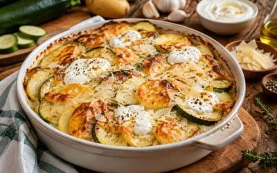 Recette du gratin de courgettes, pommes de terre et mozzarella