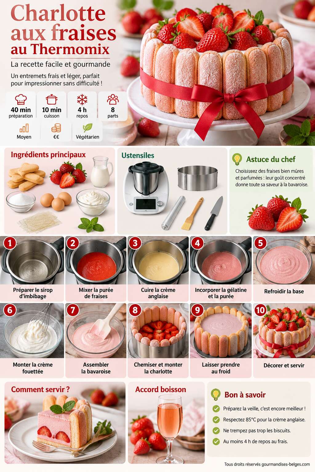 Fiche recette Charlotte aux fraises au Thermomix : la recette facile et gourmande