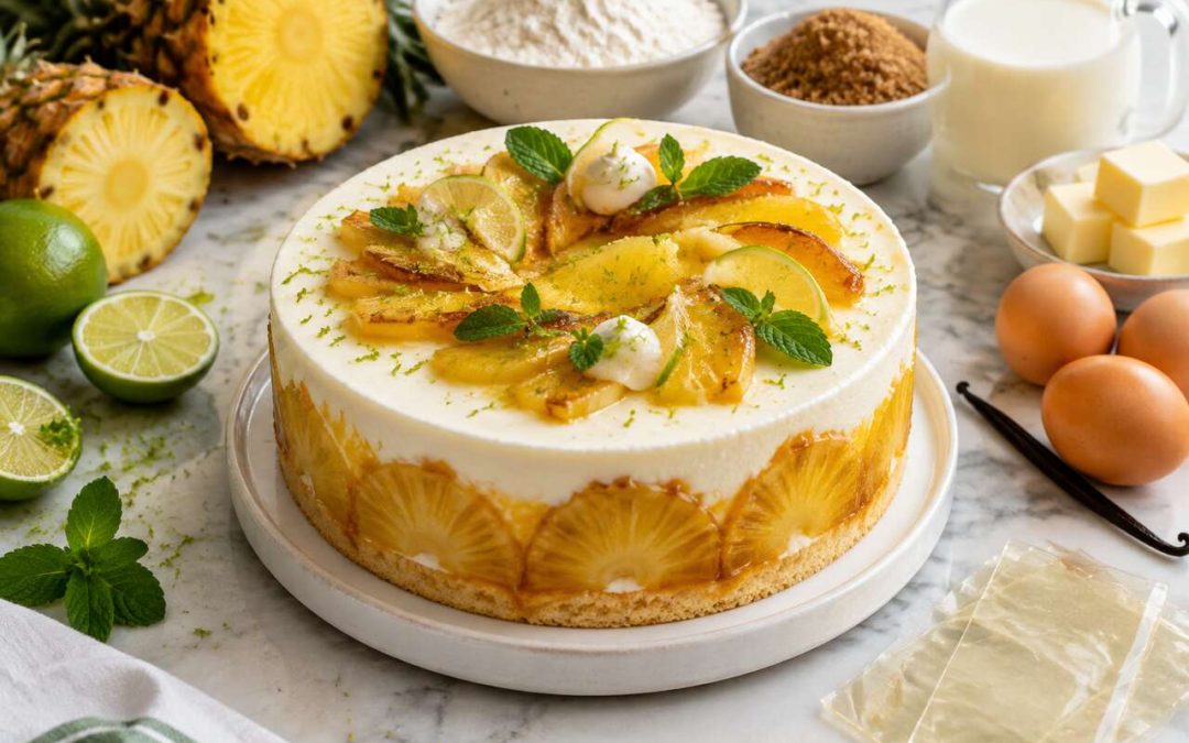 Recette d'entremets exotique ananas, vanille et citron vert