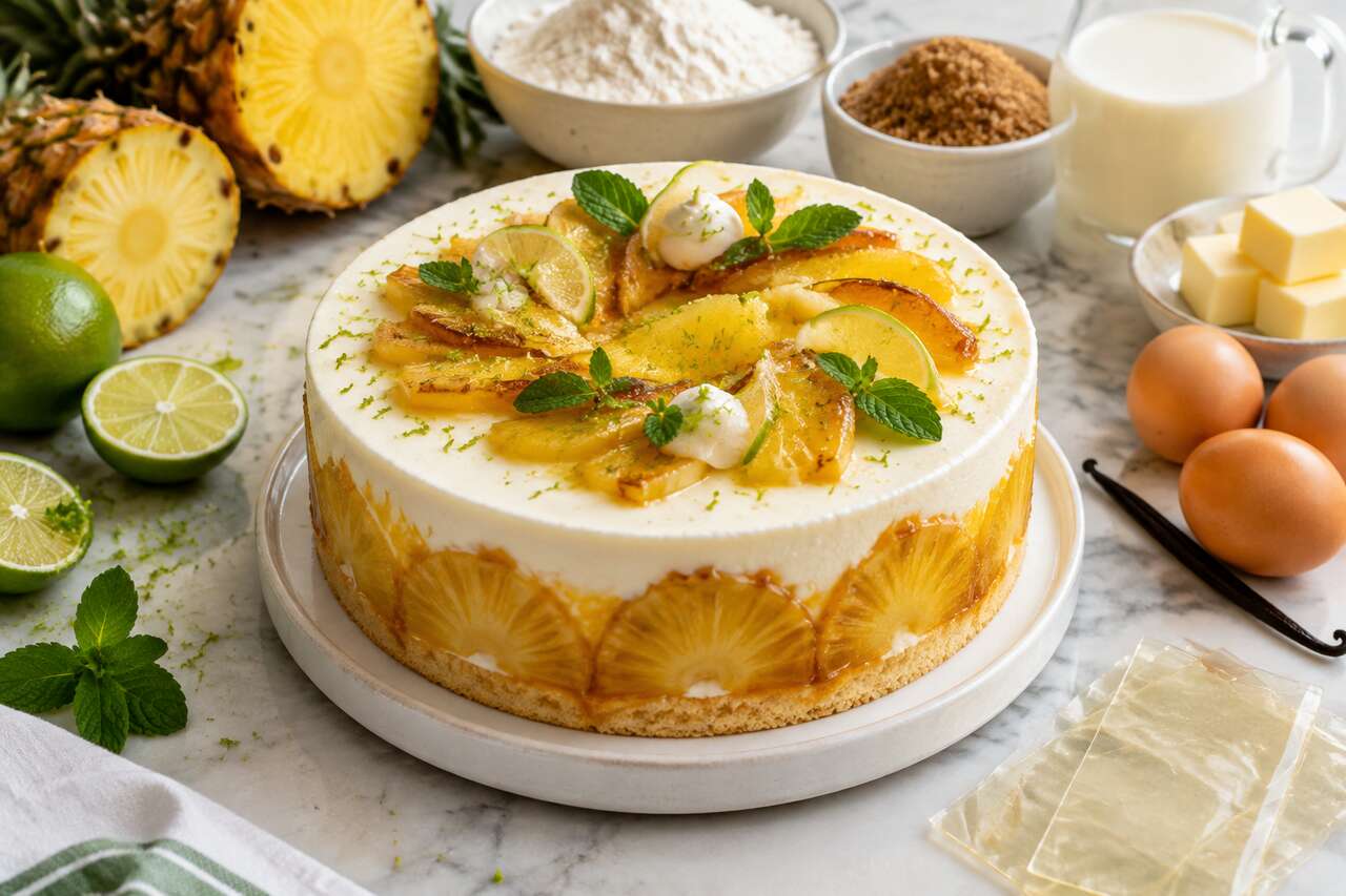 Recette d'entremets exotique ananas, vanille et citron vert