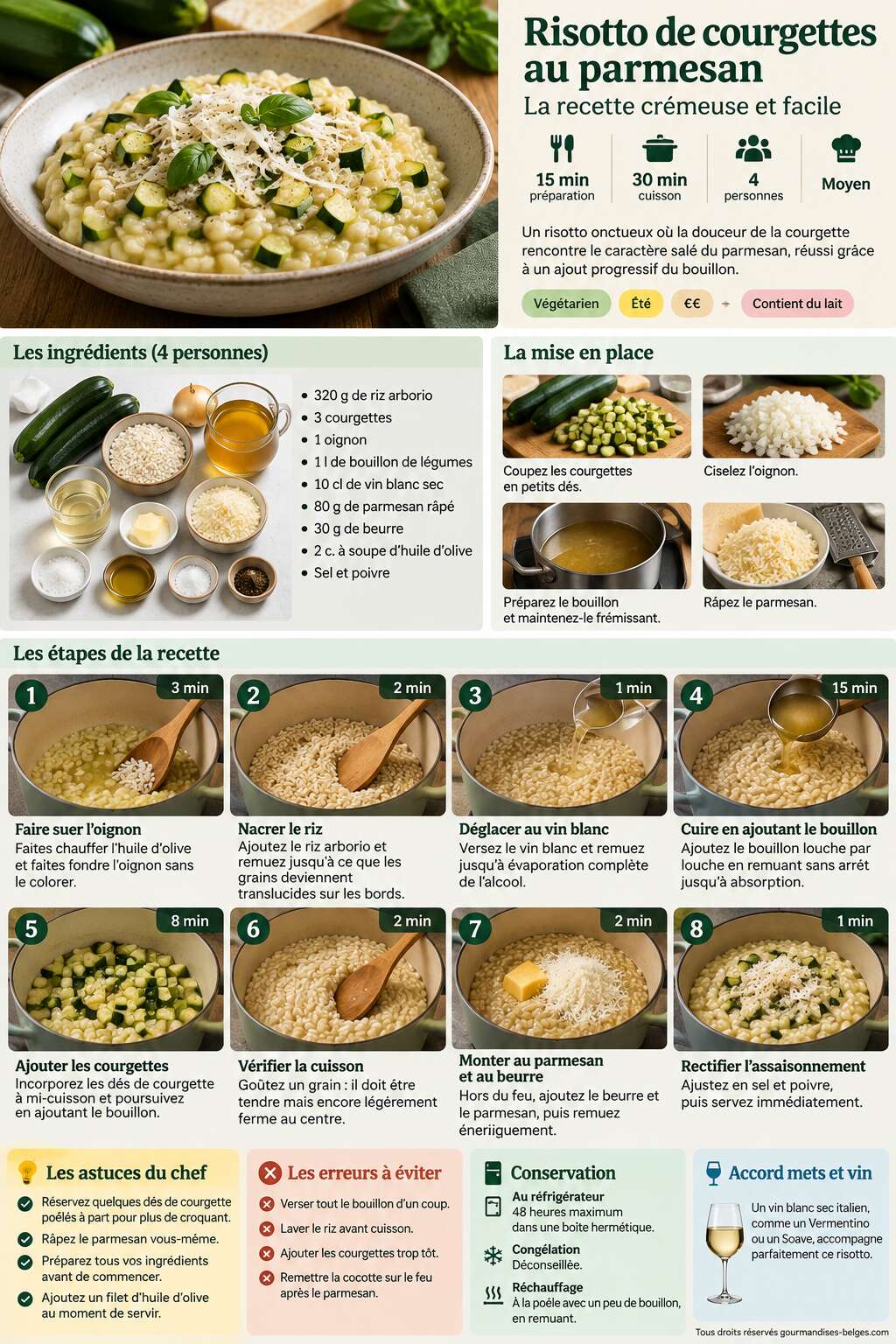 Fiche recette Risotto de courgettes au parmesan : la recette crémeuse et facile Fiche recette Risotto de courgettes au parmesan : la recette crémeuse et facile
