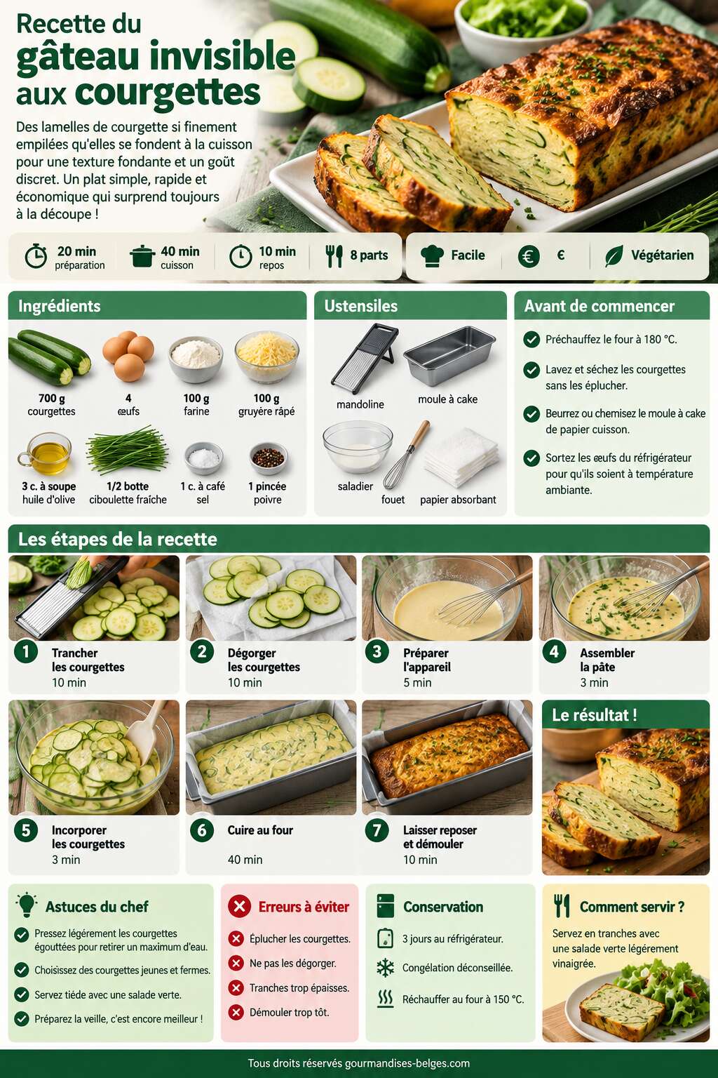 Fiche recette Recette du gâteau invisible aux courgettes Fiche recette Recette du gâteau invisible aux courgettes