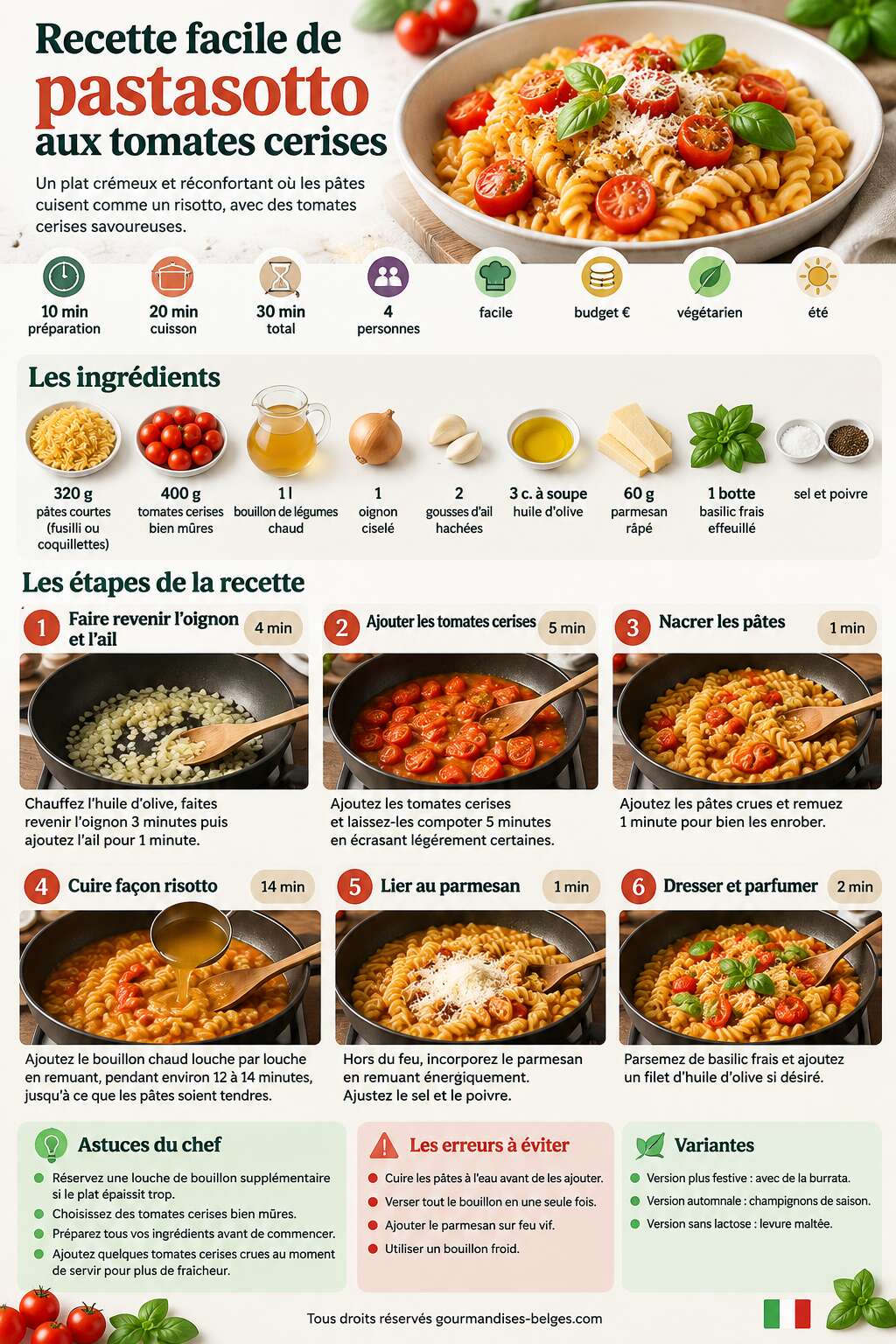 Fiche recette Recette facile de pastasotto aux tomates cerises Fiche recette Recette facile de pastasotto aux tomates cerises