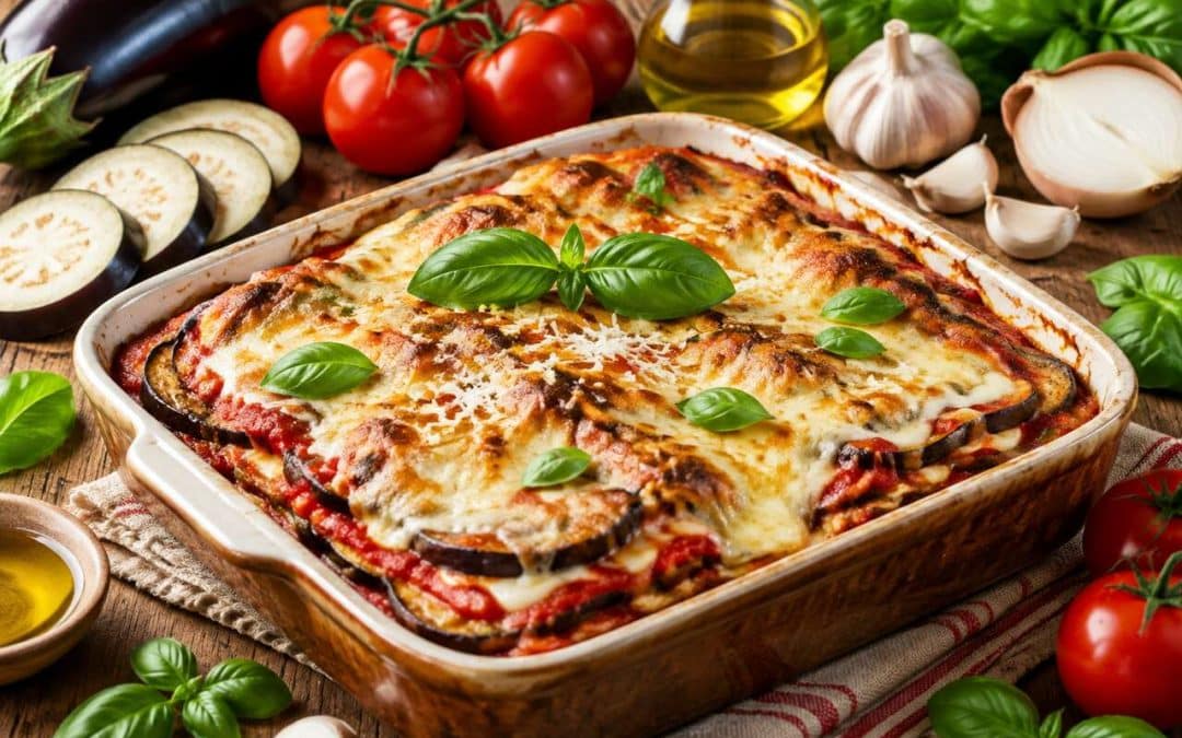 Lasagnes d'aubergines à la tomate, mozzarella et gruyère : la recette gourmande