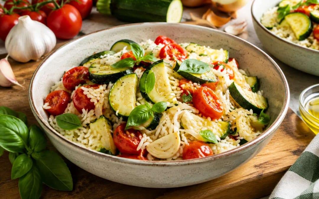 Recette facile de riz aux courgettes et tomates au Cookeo