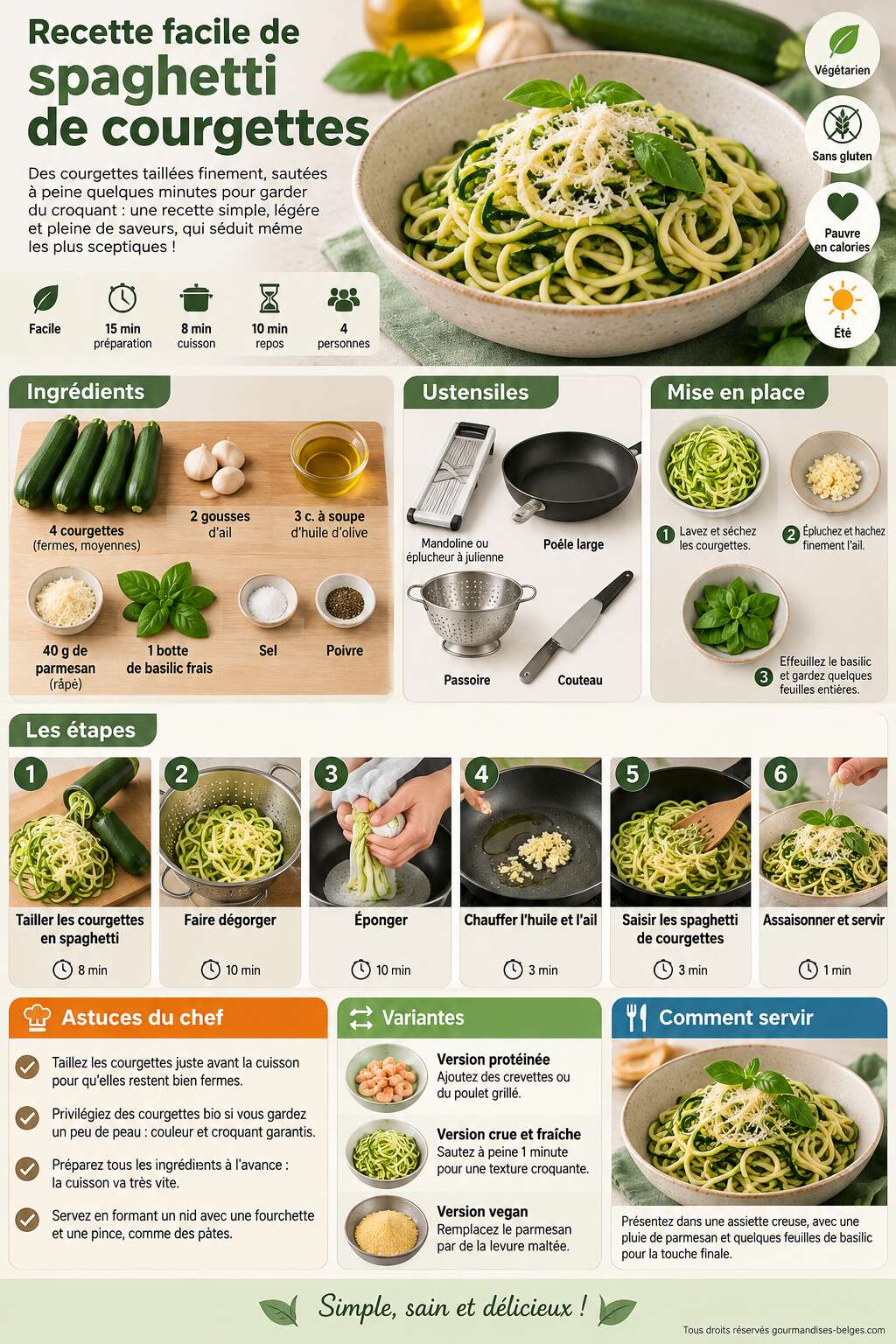 Fiche recette Recette facile de spaghetti de courgettes Fiche recette Recette facile de spaghetti de courgettes