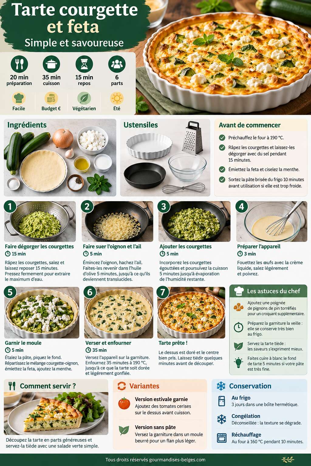 Fiche recette Recette de tarte courgette et feta : simple et savoureuse